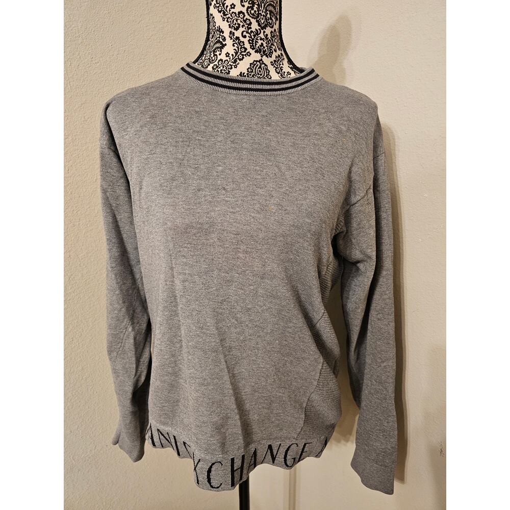 Armani Exchange Gray Logo Knit Sweater | Classic Crewneck